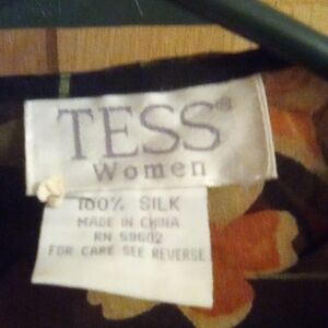 Women Silk Floral Blouse - Black and Orange